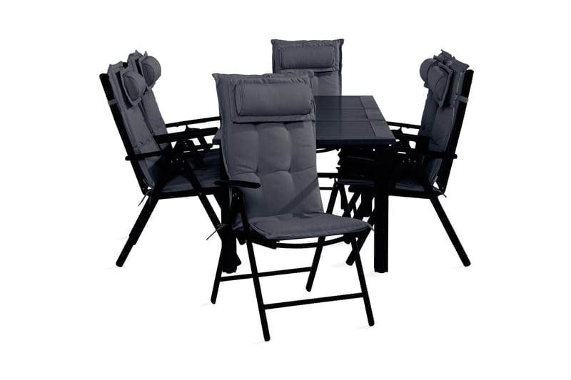 Monaco Spisegruppe 90x152-210+6 Maggie Stoler m Pute - Svart/Grå - Hagemøbler - Hagegruppe - Spisegrupper hage