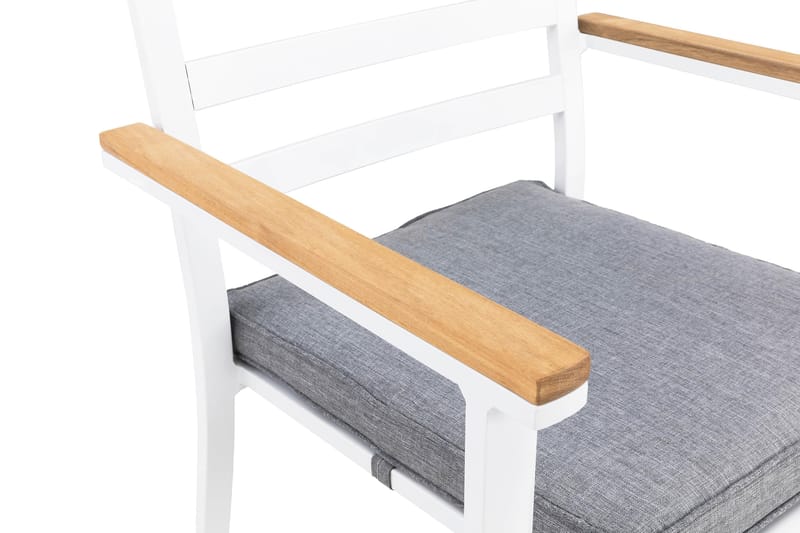Oliver Spisegruppe Ø140+6 Stoler+Puter - Teak/Hvit - Hagemøbler - Hagegruppe - Spisegrupper hage