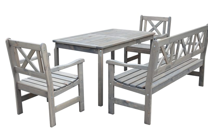Olivo Spisegruppe + 2 Stoler + Benk - Grå - Hagemøbler - Hagegruppe - Spisegrupper hage