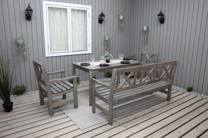 Olivo Spisegruppe + 2 Stoler + Benk - Grå - Hagemøbler - Hagegruppe - Spisegrupper hage