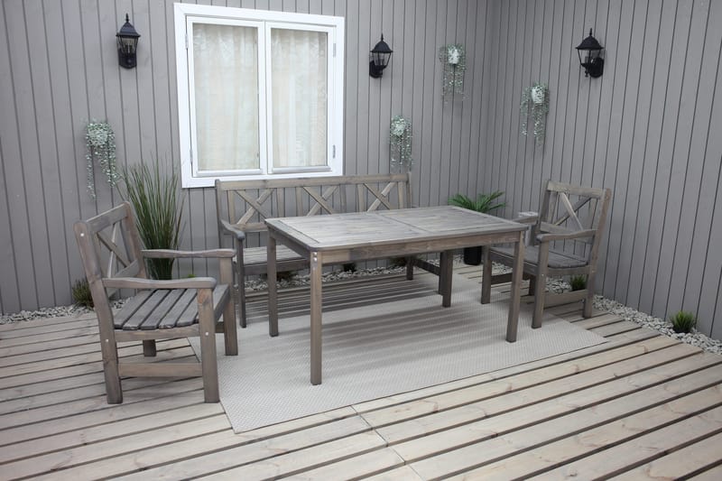 Olivo Spisegruppe + 2 Stoler + Benk - Grå - Hagemøbler - Hagegruppe - Spisegrupper hage