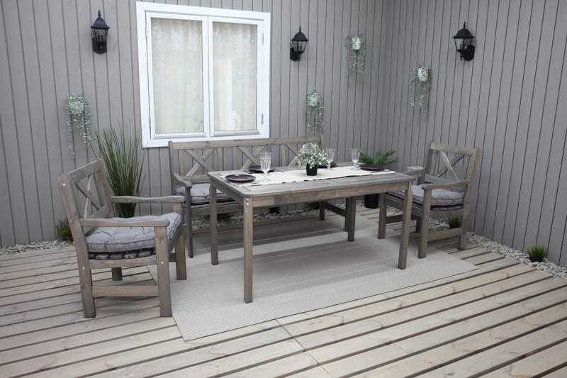 Olivo Spisegruppe + 2 Stoler + Benk - Grå - Hagemøbler - Hagegruppe - Spisegrupper hage