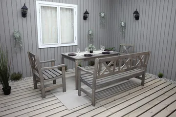 Olivo Spisegruppe + 2 Stoler + Benk - Grå - Hagemøbler - Hagegruppe - Spisegrupper hage