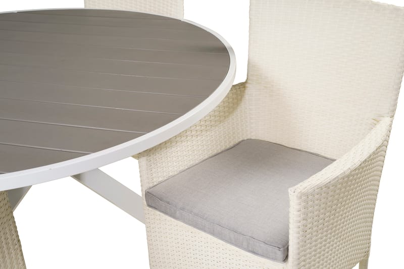 Parma Spisegruppe Rund Ø140cm + 4 Malin Karmstoler - Svart/Grå - Hagemøbler - Hagegruppe - Spisegrupper hage