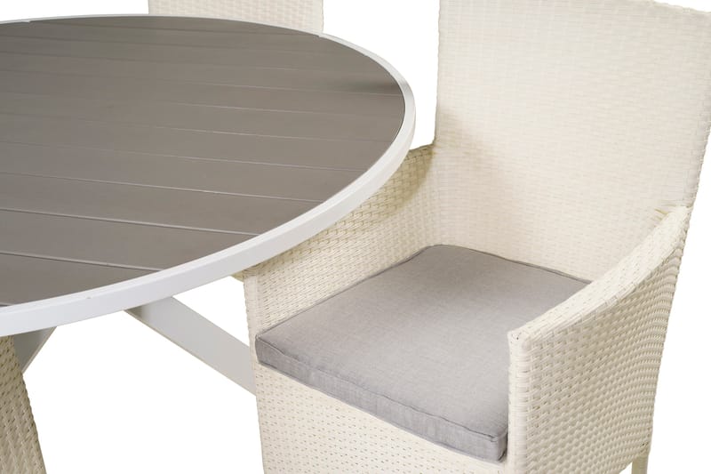 Parma Spisegruppe Rund Ø140cm + 4 Malin Karmstoler - Svart/Grå - Hagemøbler - Hagegruppe - Spisegrupper hage