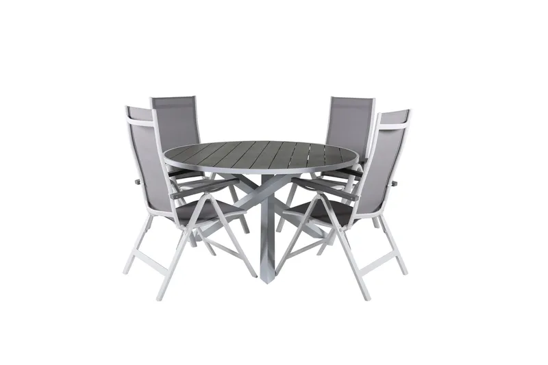 Parma Spisegruppe Rund 140cm+4 Albany Posisjonsstoler, Brun/Hvit