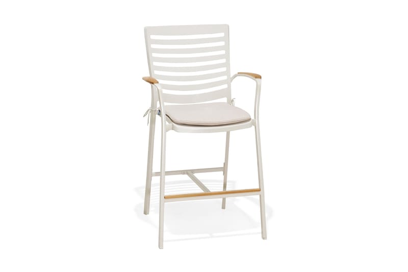 Portals Bargruppe 95 cm + 4 Barstol - Hvit/Teak - Hagemøbler - Hagegruppe - Spisegrupper hage