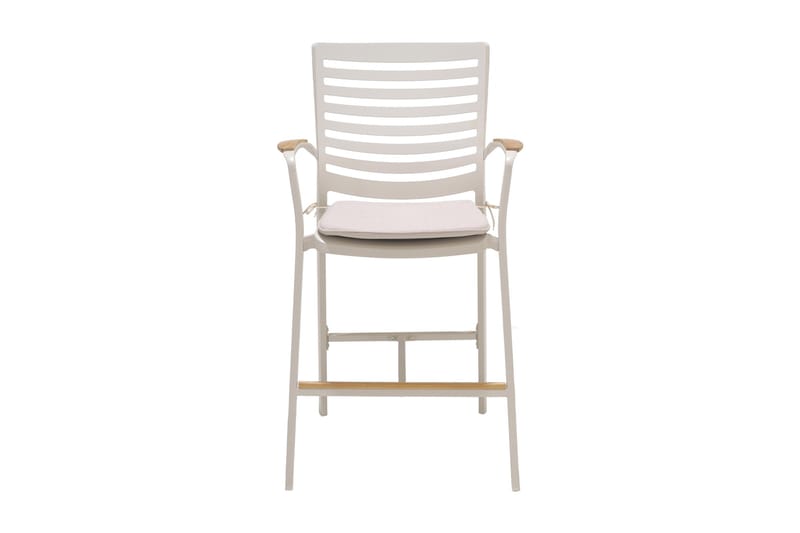 Portals Bargruppe 95 cm + 4 Barstol - Hvit/Teak - Hagemøbler - Hagegruppe - Spisegrupper hage