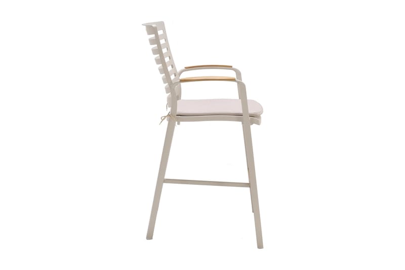 Portals Bargruppe 95 cm + 4 Barstol - Hvit/Teak - Hagemøbler - Hagegruppe - Spisegrupper hage