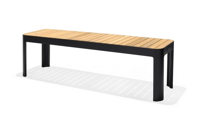 Portals Spisegruppe 161 cm + 2 Benker - Svart / Tre - Hagemøbler - Hagegruppe - Spisegrupper hage