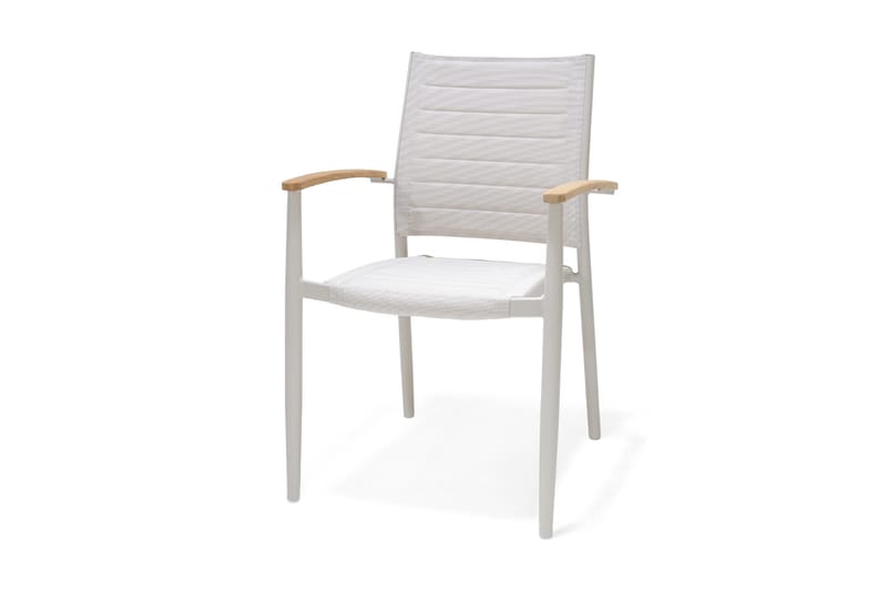 Portals Spisegruppe 161 cm + 4 Karmstoler - Hvit / Tre - Hagemøbler - Hagegruppe - Spisegrupper hage