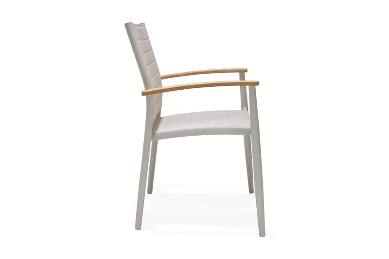 Portals Spisegruppe 161 cm + 4 Karmstoler - Hvit / Tre - Hagemøbler - Hagegruppe - Spisegrupper hage