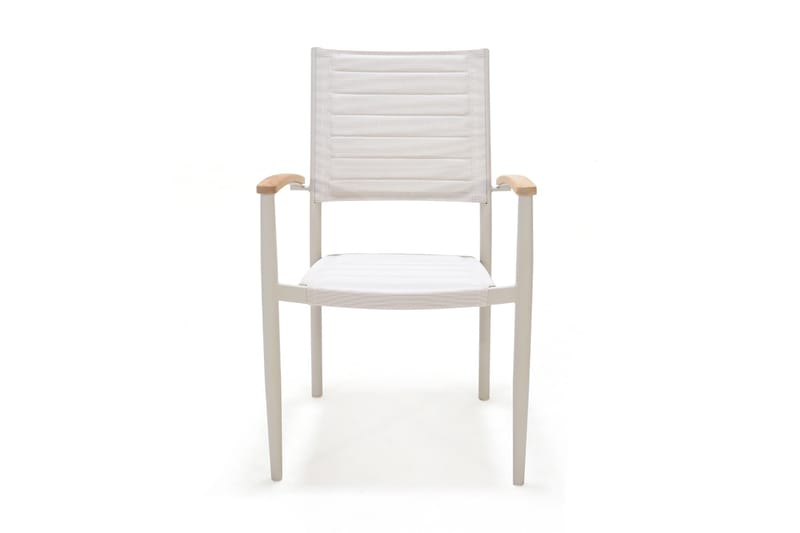 Portals Spisegruppe 161 cm + 4 Karmstoler - Hvit / Tre - Hagemøbler - Hagegruppe - Spisegrupper hage