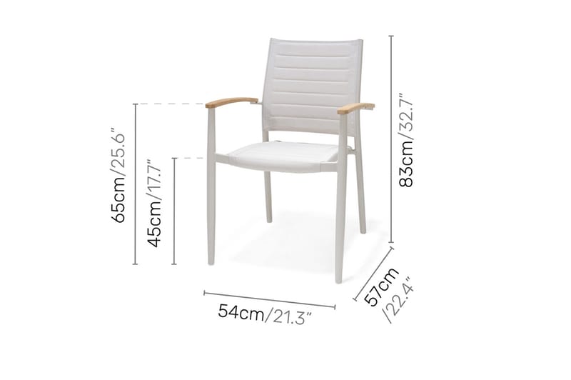 Portals Spisegruppe 161 cm + 4 Karmstoler - Hvit / Tre - Hagemøbler - Hagegruppe - Spisegrupper hage