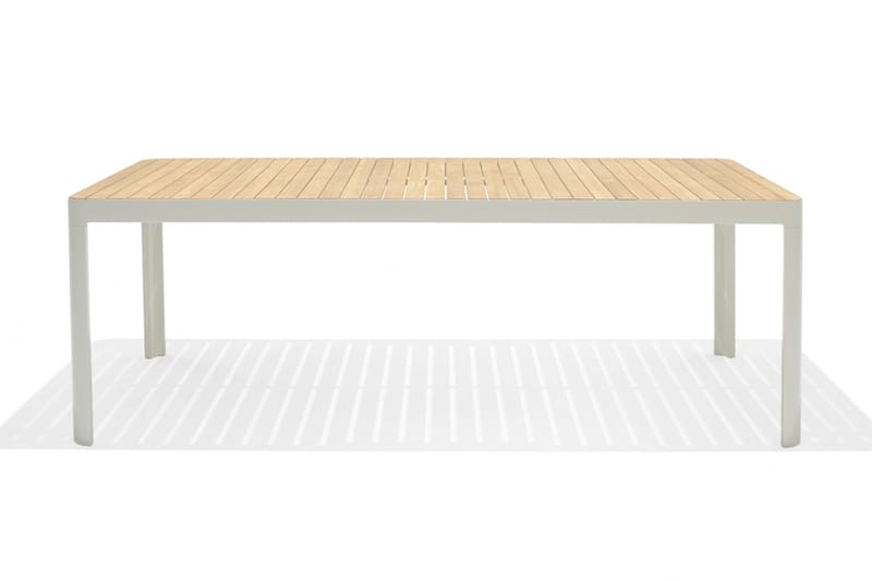 Portals Spisegruppe 209 cm + 5 Karmstoler + Benk - Hvit / Tre - Hagemøbler - Hagegruppe - Spisegrupper hage