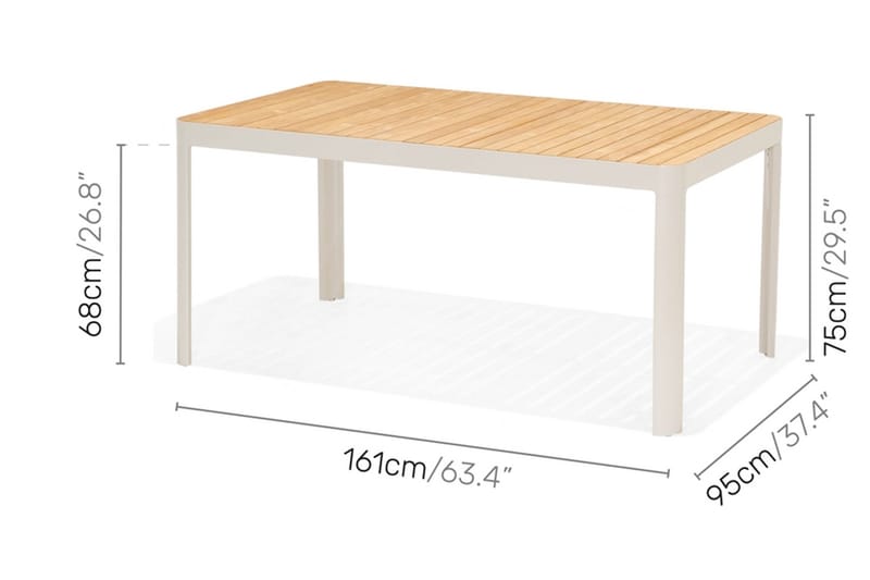 Portals Spisegruppe 209 cm + 5 Karmstoler + Benk - Hvit / Tre - Hagemøbler - Hagegruppe - Spisegrupper hage