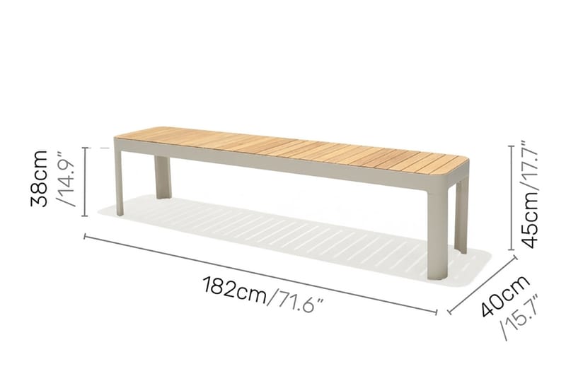Portals Spisegruppe 209 cm + 5 Karmstoler + Benk - Hvit / Tre - Hagemøbler - Hagegruppe - Spisegrupper hage