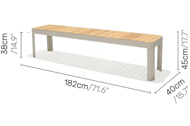 Portals Spisegruppe 209 cm + 5 Stoler + Benk - Hvit / Tre - Spisegrupper hage