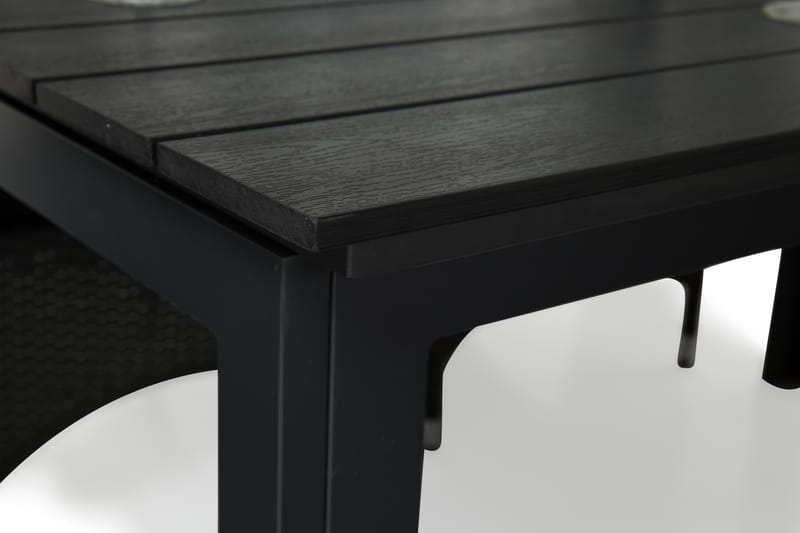 Portland Spisegruppe 152-210x90 + 4 Jenny Stol Stillbar - Svart - Hagemøbler - Hagegruppe - Spisegrupper hage