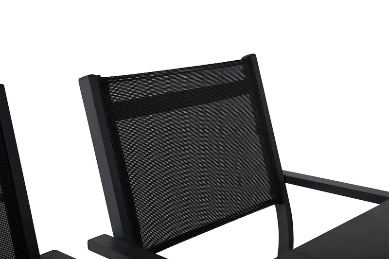 Portland Spisegruppe 152-210x90 + 6 Sierra Stablestol - Svart - Hagemøbler - Hagegruppe - Spisegrupper hage