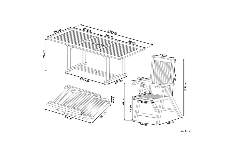 Riliegh Spisegruppe 220 cm + 6 Stoler - Grafitgrå - Hagemøbler - Hagegruppe - Spisegrupper hage