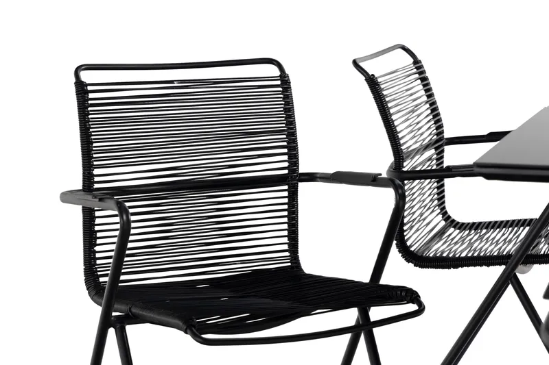 Rosasco Spisegruppe 160 cm + 6 Stoler - Glass/Svart - Hagemøbler - Hagegruppe - Spisegrupper hage