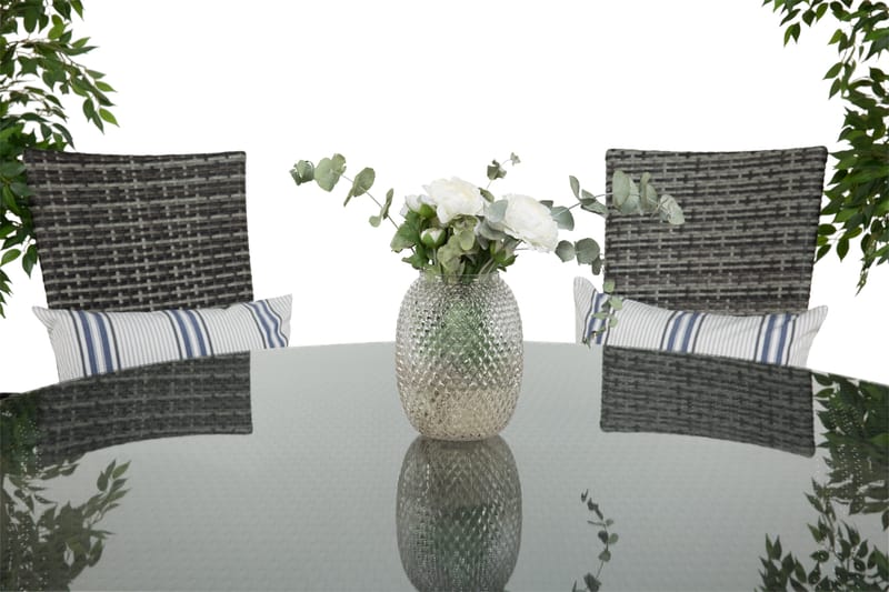 Round Spisegruppe Ø140+6 Jenny Regulerbare Stoler - Svart/Grå - Hagemøbler - Hagegruppe - Spisegrupper hage