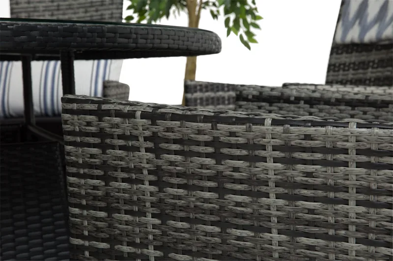 Round Spisegruppe Ø140+6 Jenny Regulerbare Stoler - Svart/Grå - Hagemøbler - Hagegruppe - Spisegrupper hage