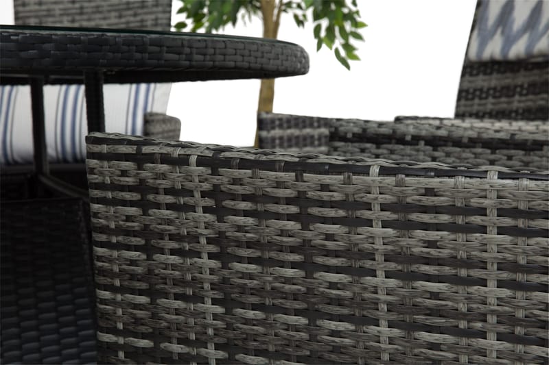 Round Spisegruppe Ø140+6 Jenny Regulerbare Stoler - Svart/Grå - Hagemøbler - Hagegruppe - Spisegrupper hage