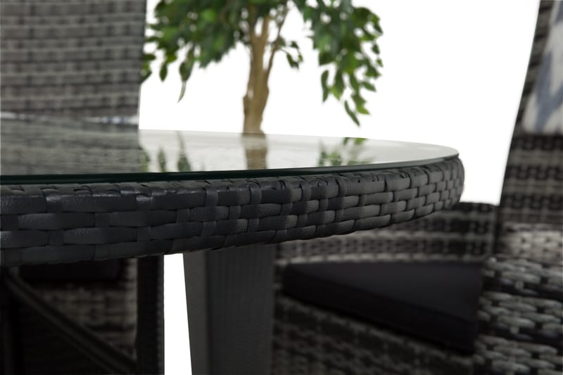 Round Spisegruppe Ø140+6 Jenny Regulerbare Stoler - Svart/Grå - Hagemøbler - Hagegruppe - Spisegrupper hage