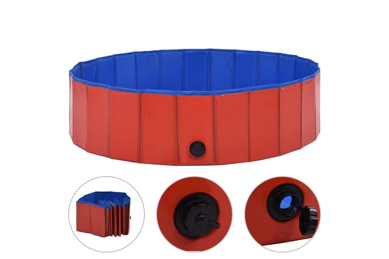 Sammenleggbart hundebasseng rød 120x30 cm PVC - Hagemøbler - Hagegruppe - Spisegrupper hage
