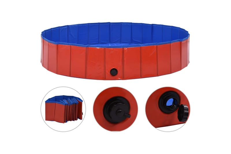 Sammenleggbart hundebasseng rød 160x30 cm PVC - Hagemøbler - Hagegruppe - Spisegrupper hage