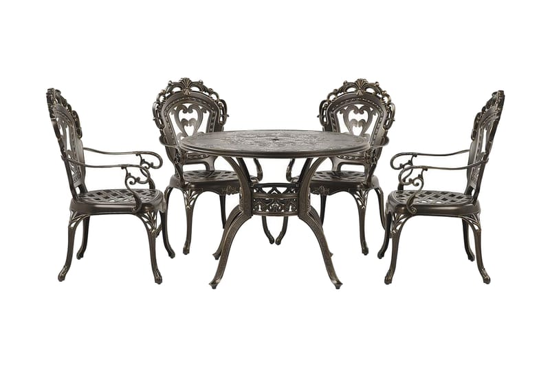 Scario Spisegruppe 100 cm + 4 Stoler - Brun - Hagemøbler - Hagegruppe - Spisegrupper hage