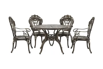 Scario Spisegruppe 100 cm + 4 Stoler - Brun - Hagemøbler - Hagegruppe - Spisegrupper hage