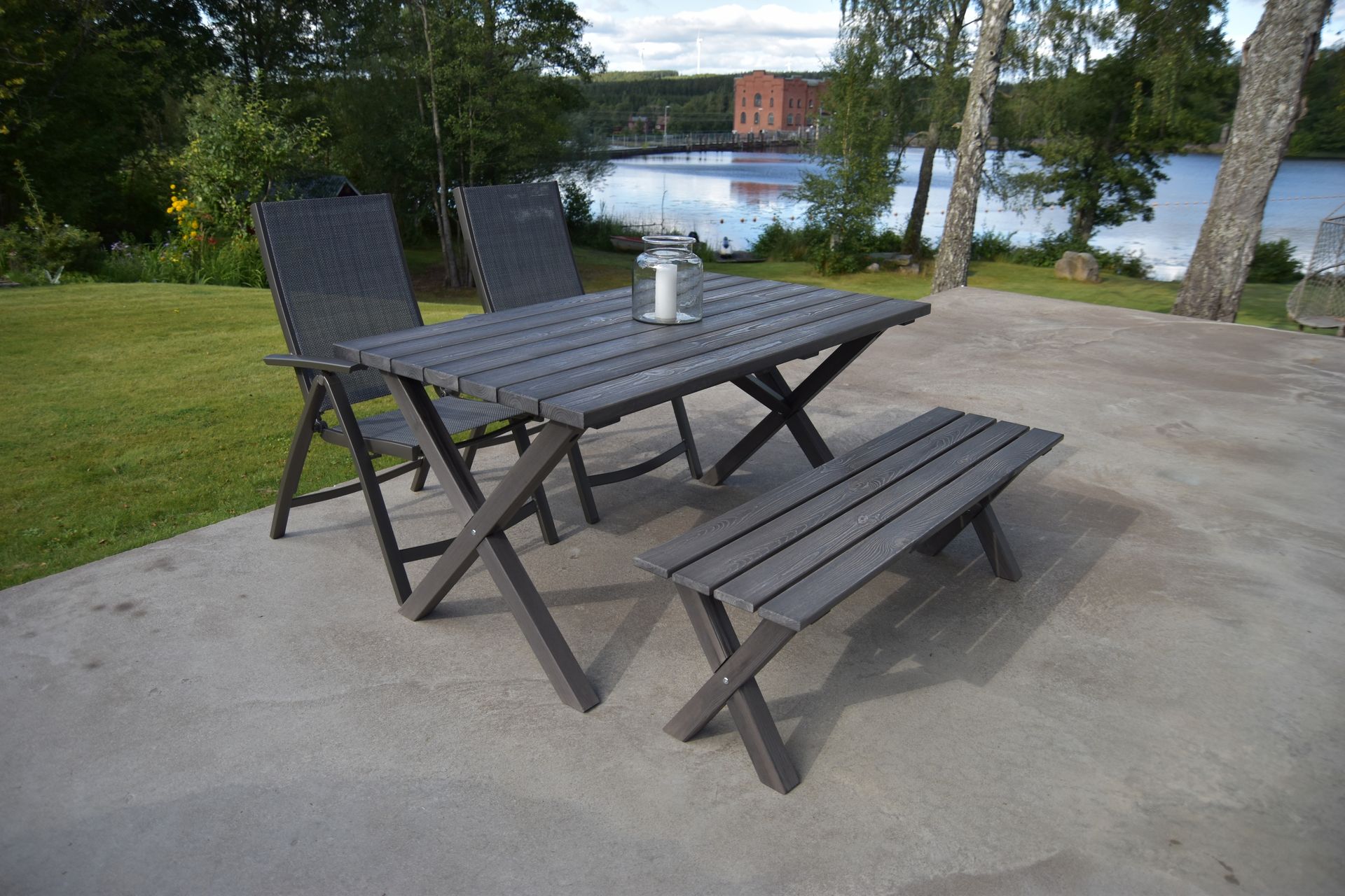 Scottsdale Spisegruppe 150 cm + 2 Solanum Stoler - Grå - Hagemøbler - Hagegruppe - Spisegrupper hage