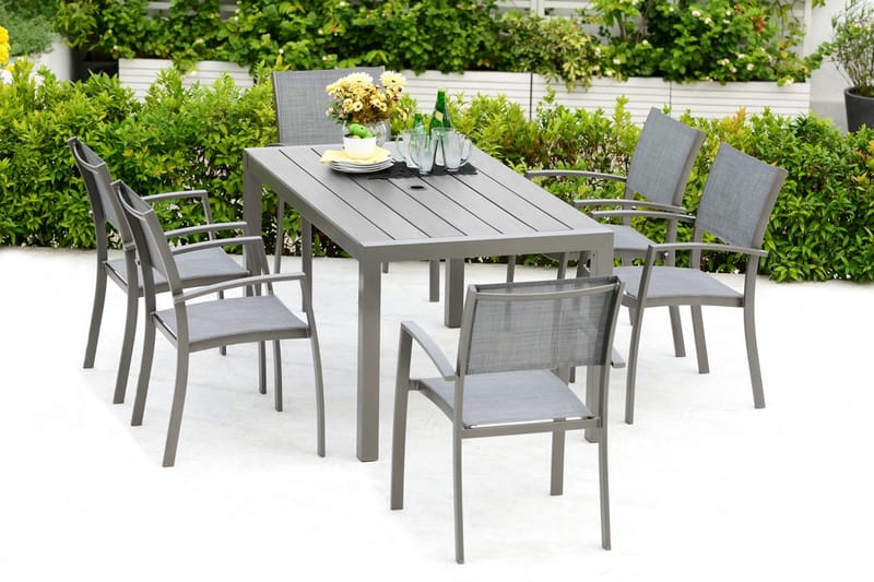 Solana Spisegruppe 160 cm + 4 Stoler - Grå - Hagemøbler - Hagegruppe - Spisegrupper hage