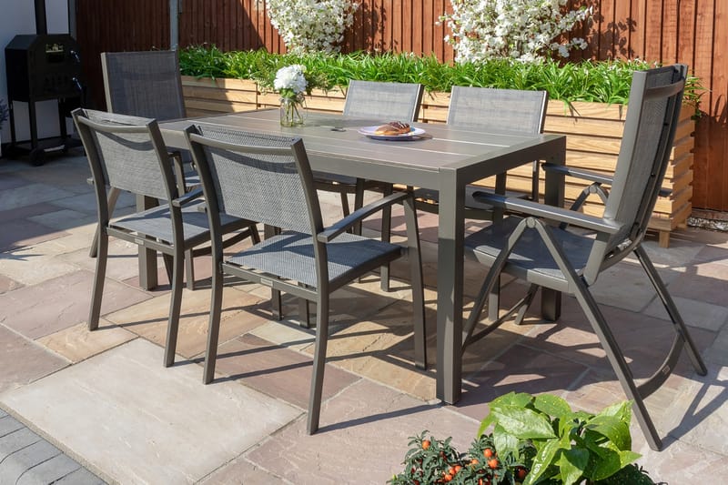 Solana Spisegruppe 160 cm + 4 Stoler - Grå - Hagemøbler - Hagegruppe - Spisegrupper hage