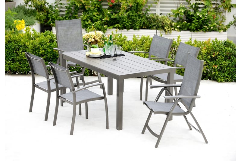 Solana Spisegruppe 160 cm + 4 Stoler - Grå - Hagemøbler - Hagegruppe - Spisegrupper hage