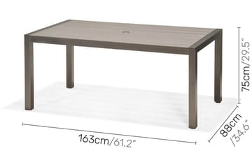 Solana Spisegruppe 160 cm + 6 Posisjonsstoler - Grå - Hagemøbler - Hagegruppe - Spisegrupper hage