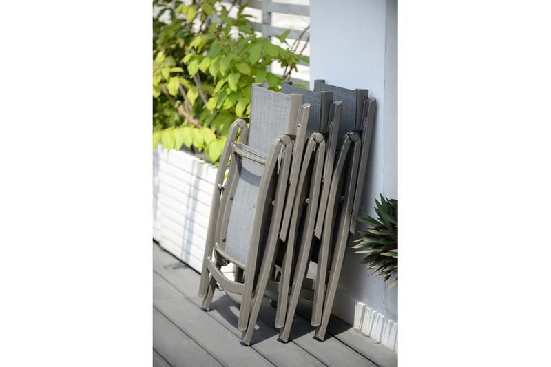 Solana Spisegruppe 88 cm + 4 Posisjonsstoler - Grå - Spisegrupper hage