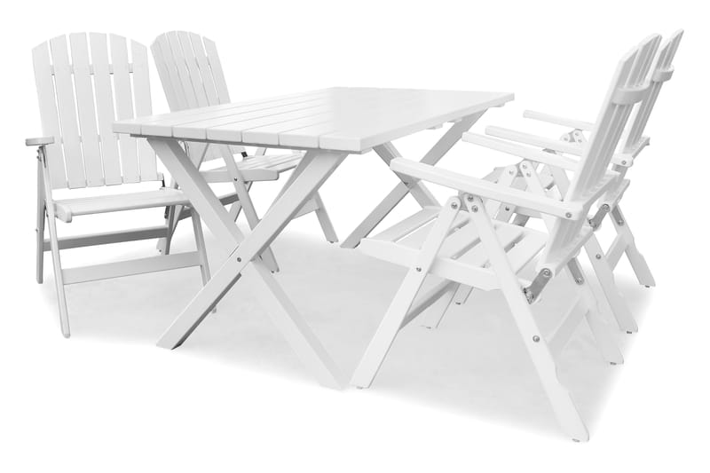 Spisegruppe Scottsdale 150 cm + 2 Benker 140 cm Hvit - KWA - Hagemøbler - Hagegruppe - Spisegrupper hage