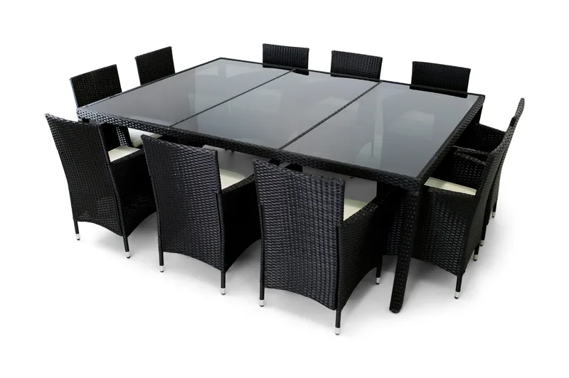 Stockevik Spisegruppe 220 cm + 10 stk Spisestoler, Antrasitt