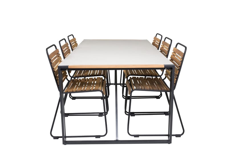 Texas Spisegruppe 200cm + 6 Bois Spisestoler, Natur/Svart