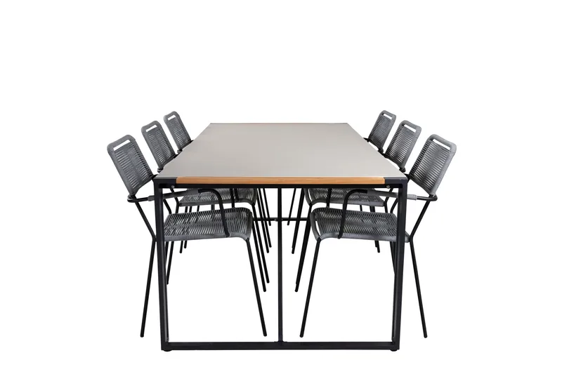 Texas Spisegruppe 200cm + 6 Lindos Karmstoler, Hvit