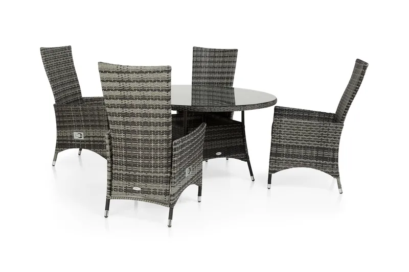 Thor Spisegruppe Ø140+4 Jenny Regulerbare Stoler, Grå