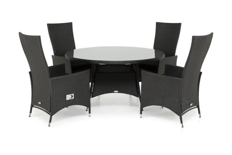 Thor Spisegruppe Ø140+4 Jenny Regulerbare Stoler, Svart