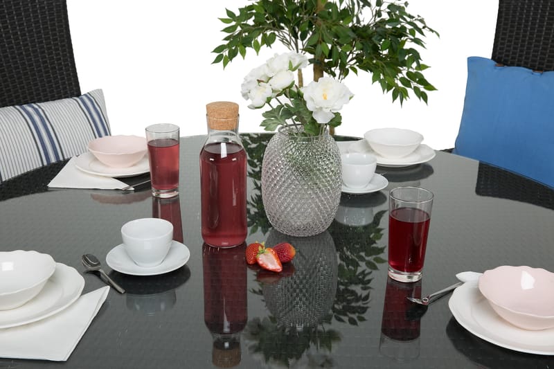 Thor Spisegruppe Ø140+4 Jenny Regulerbare Stoler - Svart - Hagemøbler - Hagegruppe - Spisegrupper hage