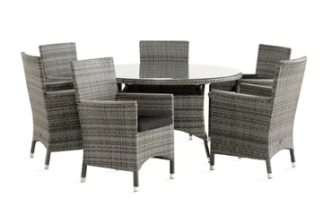 Thor Spisegruppe Ø140+4 Stoler Lyx m Armlener+Puter