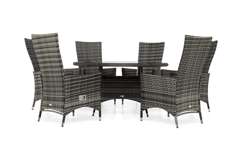 Thor Spisegruppe Ø140+6 Jenny Regulerbare Stoler, Grå