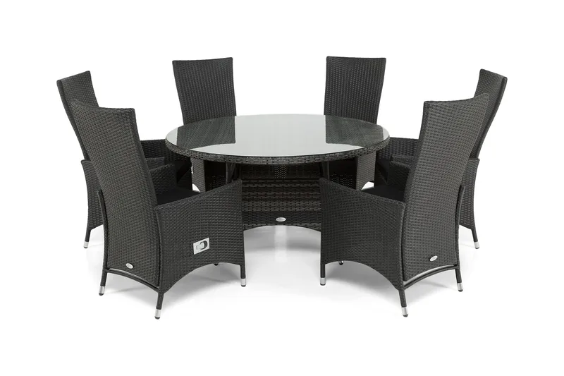 Thor Spisegruppe Ø140+6 Jenny Regulerbare Stoler, Grå/Svart